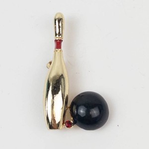 Bowling Pin & Ball Themed Gold-Tone Brooch