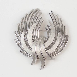 Trifari Silver-Tone Fan Brooch