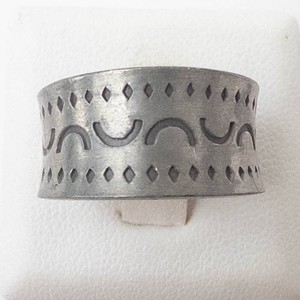 Georg Jensen Denmark Pewter Crescent Pattern Cuff Ring Size 5-5.25
