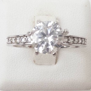 CZ Channel Set Silver Tone Ring Size 8-8.25