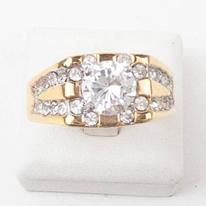 Gold Electroplate Rhinestone & CZ Ring Size 13.25