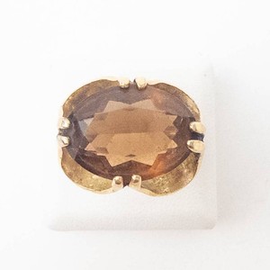10k Gold Filled Faceted Brown Stone Open-Shank Statement Ring Size 3-4