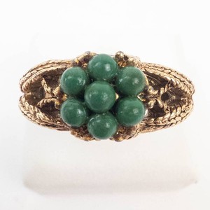 Vintage Vogue Gold-Tone Green Stone Cluster Ring Size 5-6