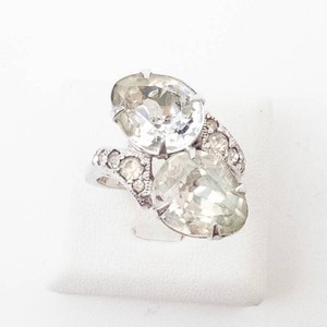 Eisenberg Silver-Tone Three-Stone Statement Ring Size 5