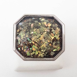Lia Sophia Silver-Tone Mosaic Statement Ring Size 11