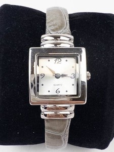 Modern Silver-Tone Rectangular Quartz Watch