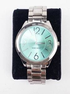Nine West Silver-Tone Quartz Watch With Turquoise Dial