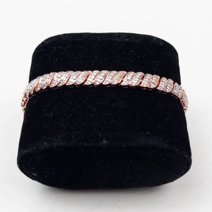 Rose-Plated Diamond Tennis Bracelet - 8 Inch