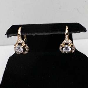 18 MGL CZ Gold-Tone Leverback Earrings