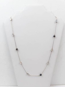 Beaded Station Necklace With Dark & White Beads