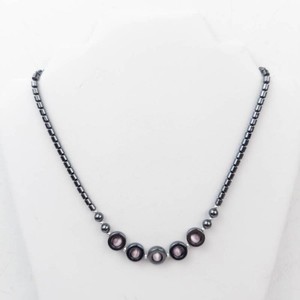 Hematite & Purple Cat Eye Beaded Necklace