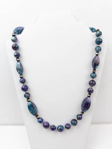 Gold-Tone Blue, Purple & Teal Bead Necklace