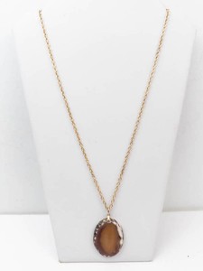 Gilded Agate Slice Pendant Necklace
