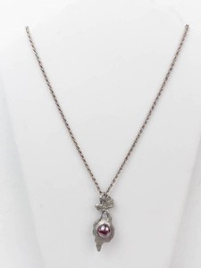 Fairy Pendant Necklace With Burgundy Cabochon - 18 in