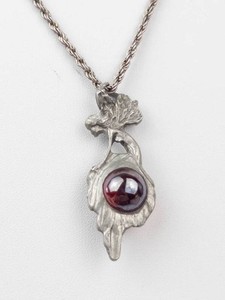 Fairy Pendant Necklace With Burgundy Cabochon - 18 in