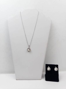 Sterling Silver Pearl Pendant Necklace & Matching Earrings Set