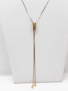 Gold Tone Zipper Pendant Lariat Necklace