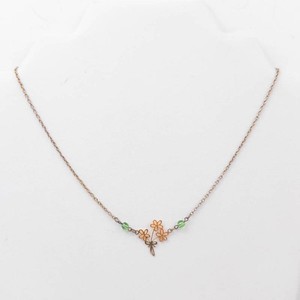 Gold-Tone Green Beaded Flower Necklace