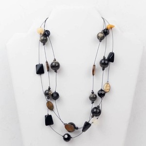 J.S. Black Layered Beaded Statement Necklace