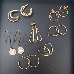 Fashion Earrings Mixed Lot - 7 Pairs of Hoops & Dangles