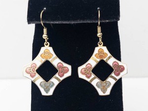 Floral Enamel Geometric Drop Earrings