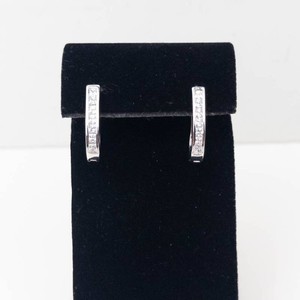 Silver-Tone Hinged Hoop Earrings With Clear Accent Stones
