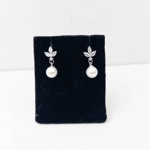 Sterling Silver Floral Crystal Pearl Drop Earrings