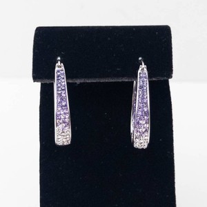 New Unworn Purple Stone Hoop Earrings