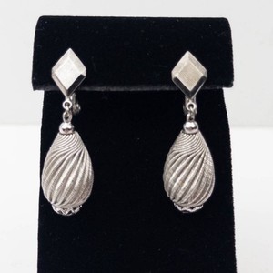 Lewis Segal Silver-Tone Textured Clip-On Drop Earrings