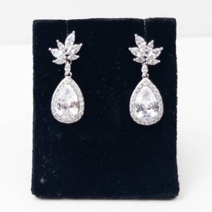 Silver-Tone Leaf & Teardrop Drop Earrings