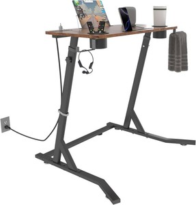 $129 OrigoDeco Indoor Cycling Desk, Adjustable Standing Desk for Walking Pad, Bike Trainer Desk with Power Socket, for Indoor Cycling Treadmill & Office Use, Exercise While Working or Watching TV