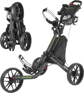 $230 EASEGO Golf Push Cart 3 Wheel  Golf Bag Cart Foldable with Phone HolderCupUmbrella Holder Compact Golf Pull Carts Quick Fold Golf Caddy Push Carts with Large Wheelbase for Different Terrain