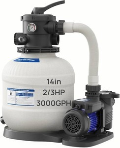 $220 AQUASTRONG 14in Sand Filter Pump for Above Ground Pool, 23 HP Pool Pumps Above Ground 3000 GPH for Pools up to 13000 GAL, Sand Pool Filter with 6-Way Valve, Improved Circulation and Filtration
