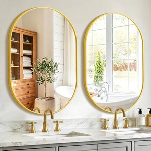 $120 Oval Bathroom Mirror for Over Sink, 2 Pack 24x36 Vanity Mirror, Gold
