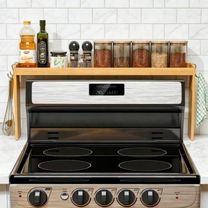 Simple Trending 31.5 Bamboo Over the Stove Spice Shelf with 2 Hooks