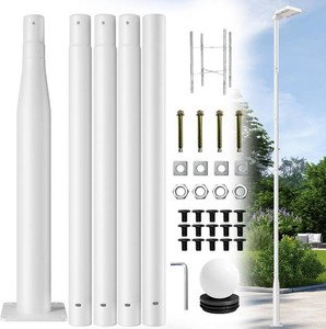 Street Light Pole 20Ft for Outdoor Lighting, Solar Street Light Pole Accessory for Street, Patio, Backyard, Basketball Court, Park, White