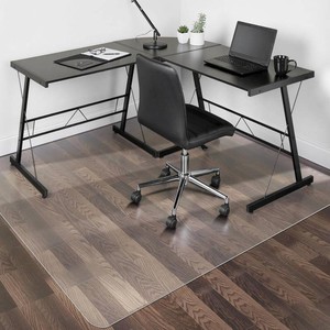 SALLOUS Office Chair Mat for Hard Floors, 63 x 51 Large Chair Mat for Hardwood Floors, Slip Resistant Floor Protector Desk Mat for Home, Waterproof Vinyl Floor Mat for Gaming Chairs (Clear)