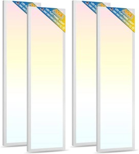 $190 Allsmartlife 4-Pack 1x4FT LED Flat Panel Light Surface Mount, 24W30W40W, 4980LM Dimmable 5CCT 3000K-6000K, Edge-Lit Ceiling Light Fixture for Kitchen, Built-in Driver Troffer, White