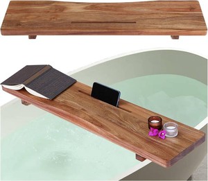 1.2IN Thickened Board Acacia Wood Bathtub Tray Caddy for Freestanding Tub