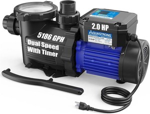 $285 Aquastrong InAbove Ground Pool Pump Dual Speed with Timer High Flow Self Primming Swimming Pool Pump,Blue