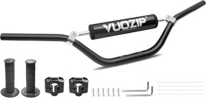 1-18 28mm Mid-Rise Dirt Bike Handlebars - 6061-T6 Aluminum Heavy-Duty Handlebar with Foam Pad, Grips & Riser Clamp Kit, Universal Fit for Motocross Pit Bike ATV Quad (Type-C)