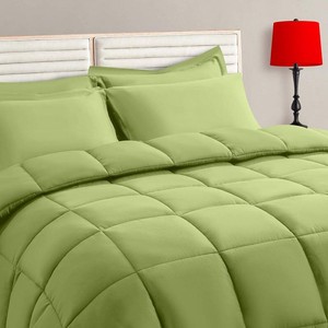 TAIMIT Sage Green King Size Comforter Set - 7 Pieces, Bed in a Bag Bedding Sets with All Season Soft Quilted Warm Fluffy Reversible Comforter,Flat Sheet,Fitted Sheet,2 Pillow Shams,2 Pillowcases
