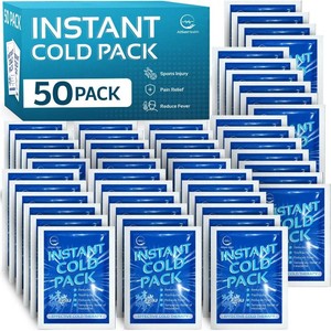 50 Pack Instant Ice Packs for Injuries, Disposable First Aid Cold Packs