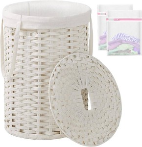SETVSON Laundry Hamper with Lid Laundry Basket with Lid 72L, White