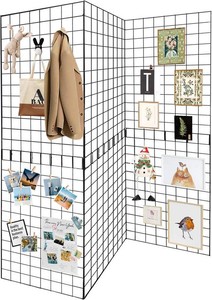 Grid Wall Panels 3 Pcs, Commercial Grade Gridwall Panels, Metal Grid Wall Panel Display Stand, You Can DIY 6 Pack 2x3 or 3 Pack 2x6 (Black)