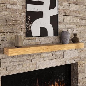 $127 Fun Memories Floating Fireplace Mantel - Handcrafted Wood Mantles for Over Fireplace - Wall Mounted Farmhouse Fireplace Mantel Shelf - 60 x 8 x 3- Natural