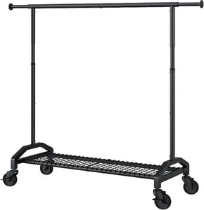 Wiracks Heavy Duty Clothes Rack for Hanging Clothes 350lbs Clothing Rack 3 industrial Wheels 51 to 71 W x 16.53 D x 65 to 71 H Adjustable Rolling Clothes Rack Coat Rack Garment Rack Black