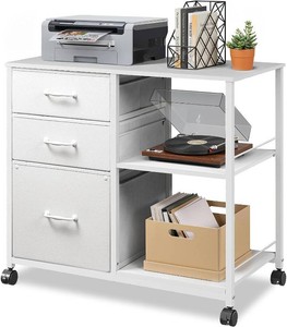 DEVAISE 3 Drawer Mobile File Cabinet, Fabric Lateral Filing Cabinet