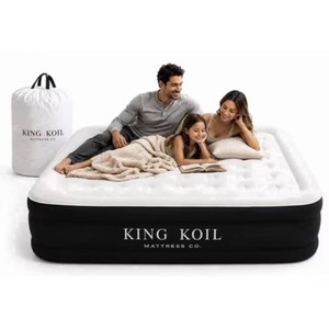 $180 King Koil 20 Queen Air Mattress with Built-in High-Speed Pump - CNN Underscored Top Pick, Sleeps Like a Real Bed, Inflates in 2 Minutes, 600 lb Capacity for Guests, Camping, Home, 1-Year Warranty