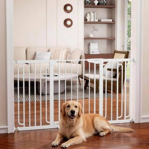$150 Cumbor 30.4-56.8 Extra Wide Baby Gate, Auto Close Dual Lock Dog Gate White